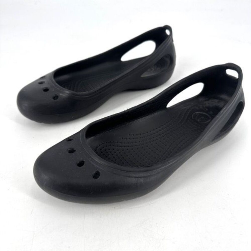 Crocs Women’s Kadee Slip On‎ Ballet Flats Size 7 Shoes Cut Out Vented Black